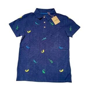 NWT Mini Boden Embroidered Lizard Polo Shirt Size 13/14